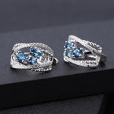 Silver 1.60 ct London Blue Topaz Earrings