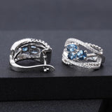 Silver 1.60 ct London Blue Topaz Earrings