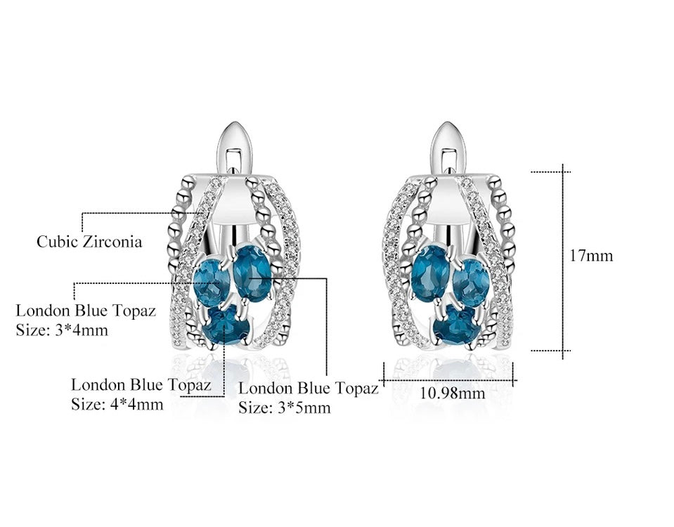 Silver 1.60 ct London Blue Topaz Earrings