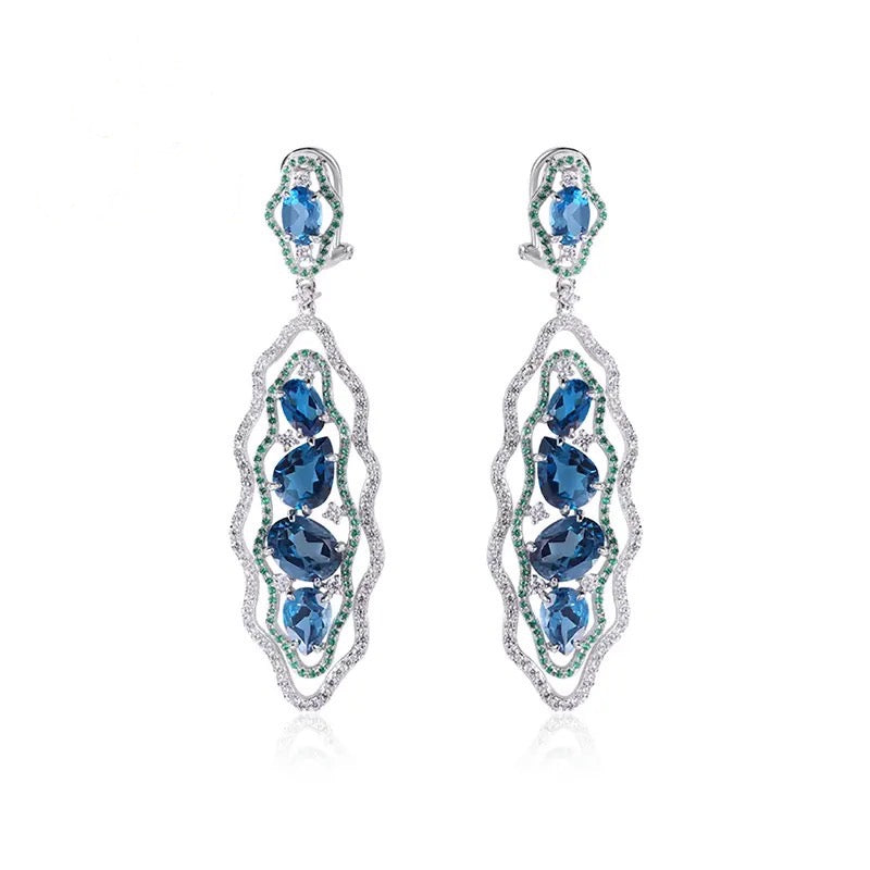 Silver London Blue Topaz Earrings