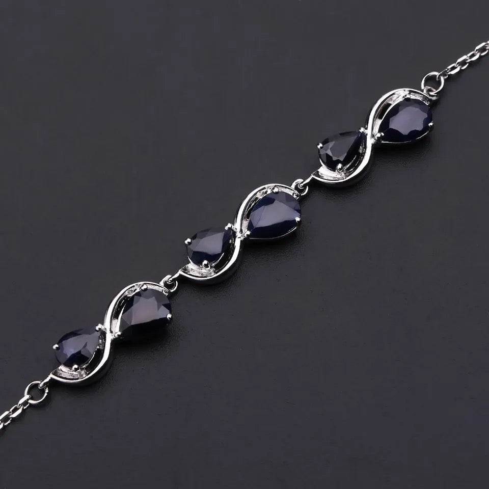 Silver 3.41 ct Sapphire Bracelet