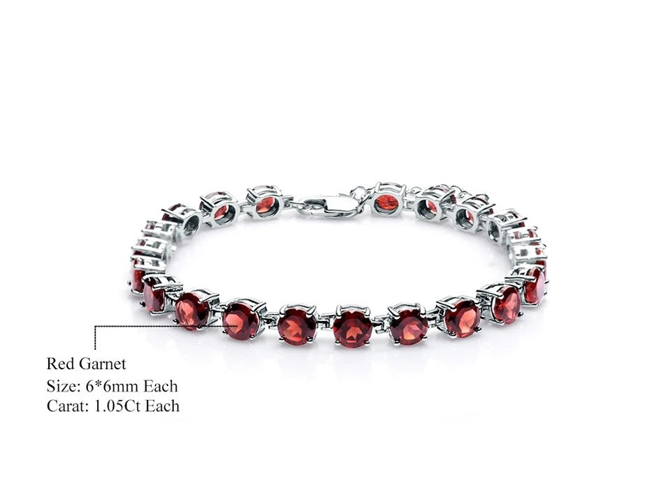 Silver 22.11 ct Garnet Bracelet