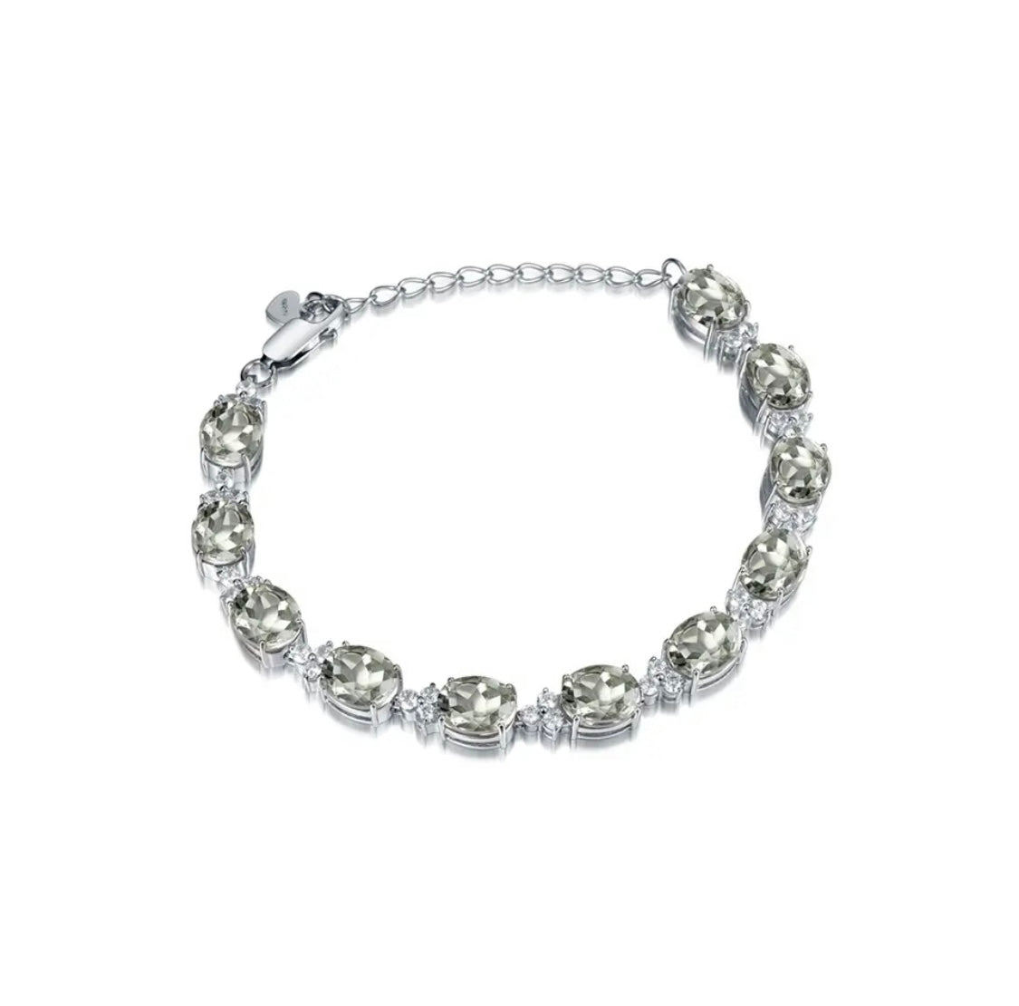 Silver Green Amethyst Bracelet