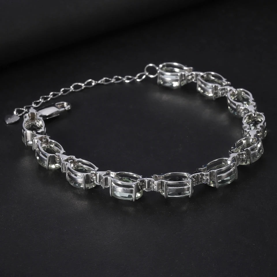 Silver Green Amethyst Bracelet