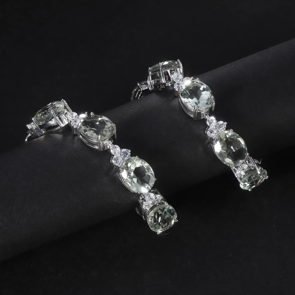 Silver Green Amethyst Bracelet