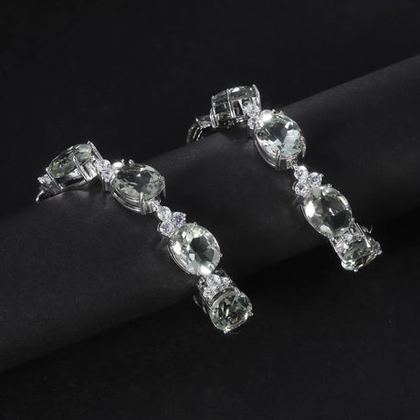 Silver Green Amethyst Bracelet