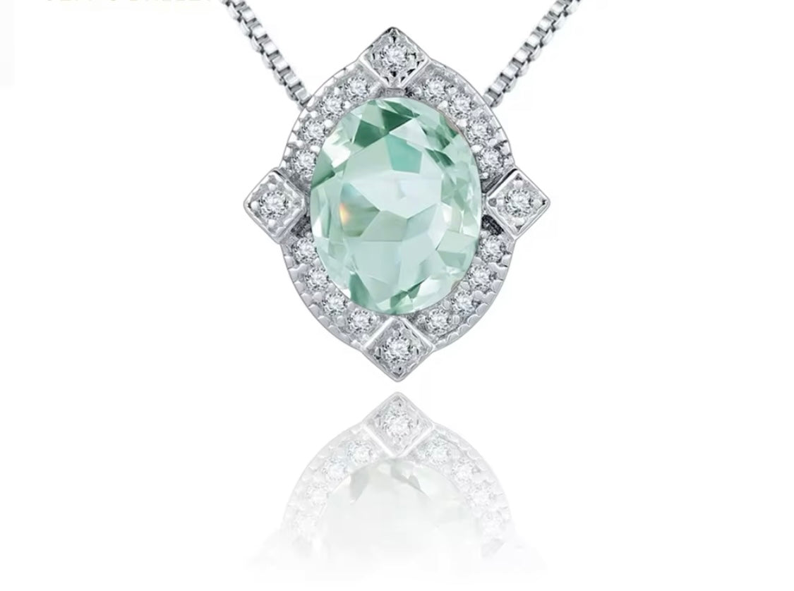 Silver 0.47 ct Green Amethyst Pendant