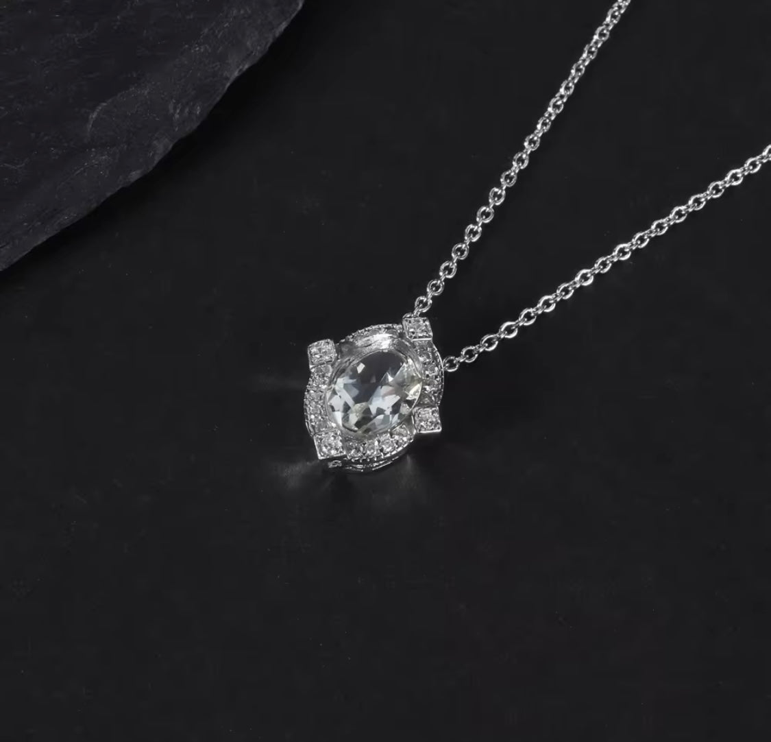 Silver 0.47 ct Green Amethyst Pendant