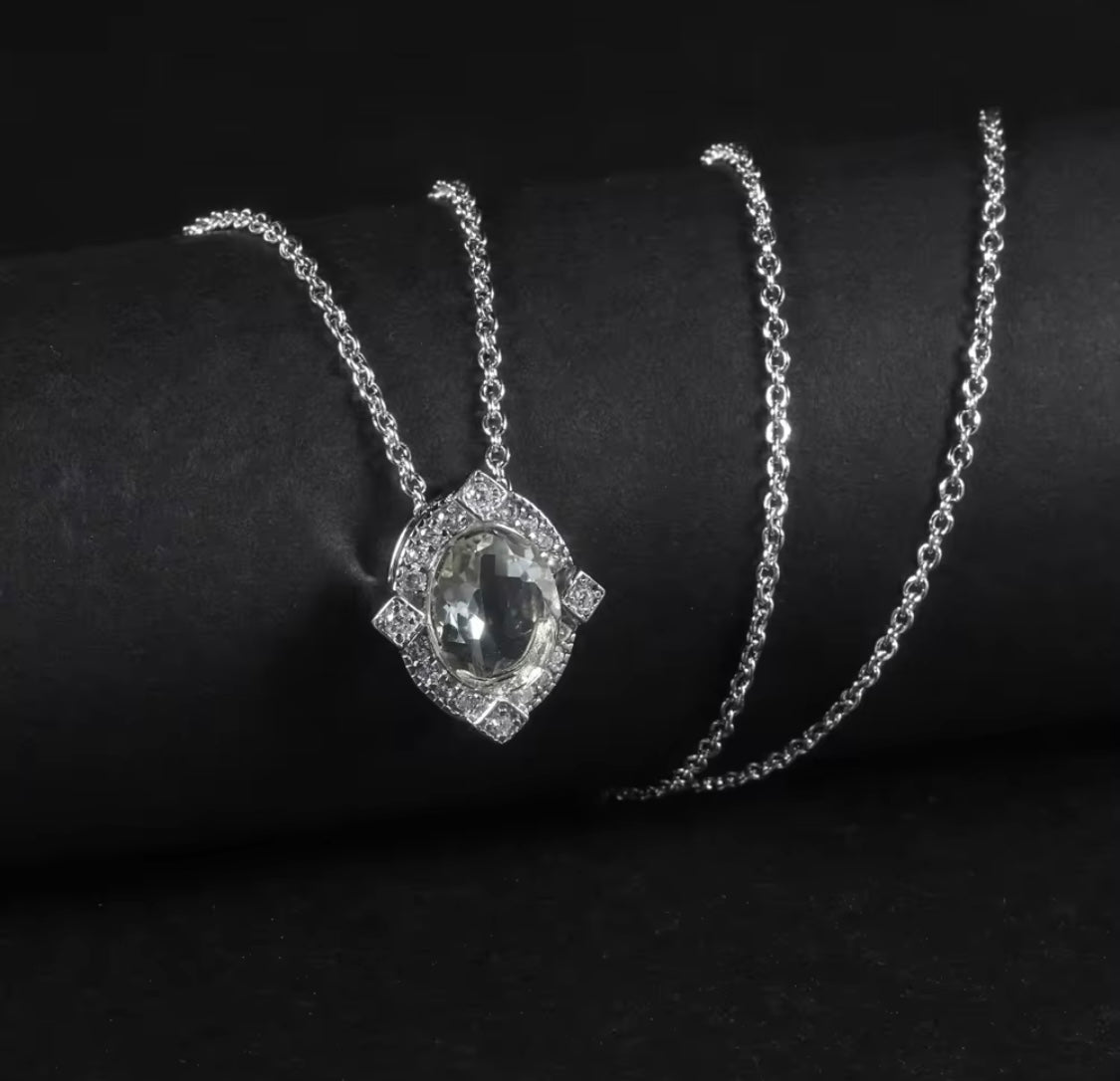 Silver 0.47 ct Green Amethyst Pendant