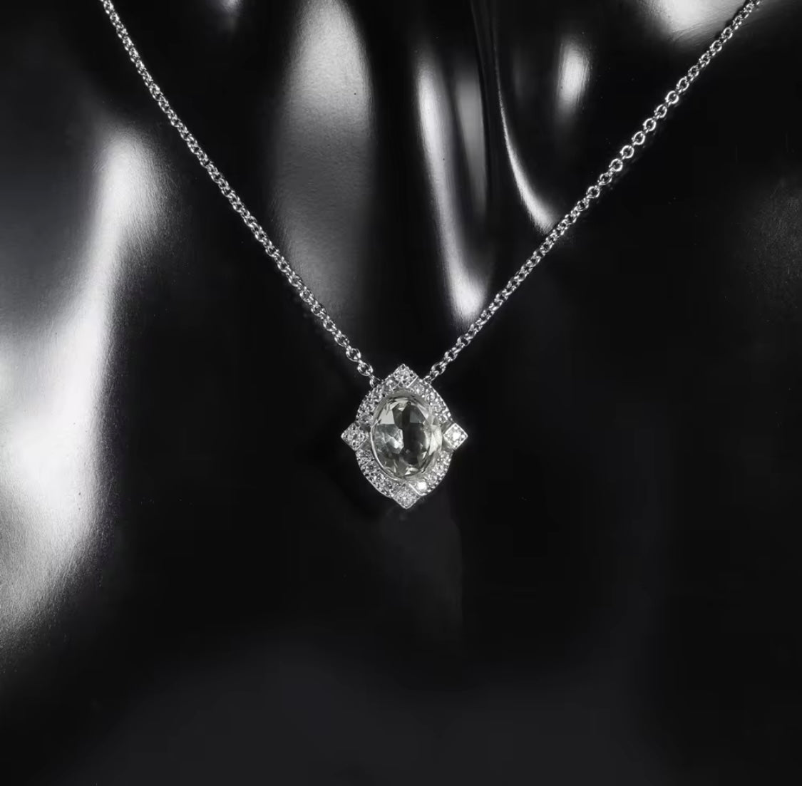 Silver 0.47 ct Green Amethyst Pendant