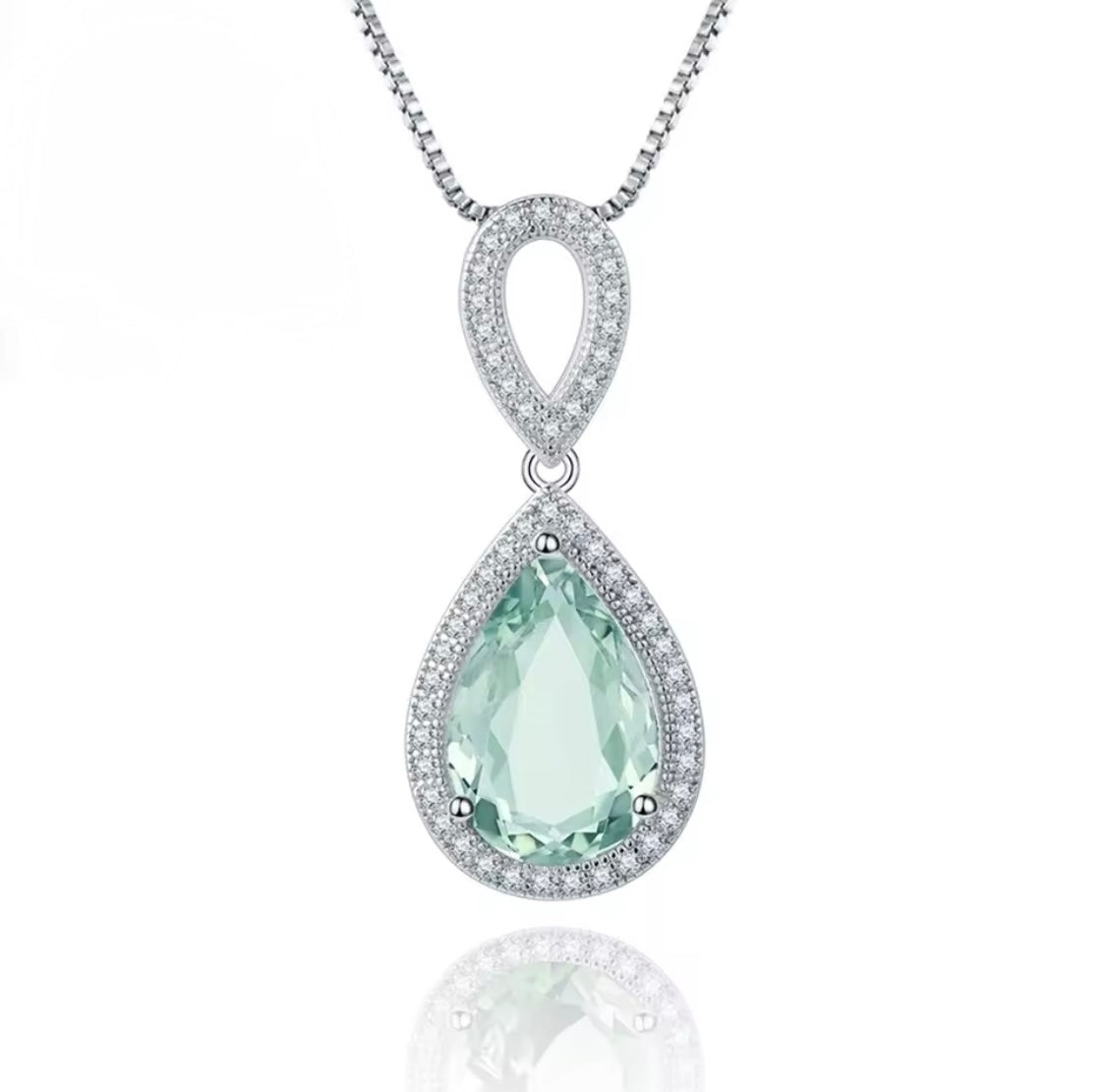 Silver 0.75 ct Green Amethyst Pendant