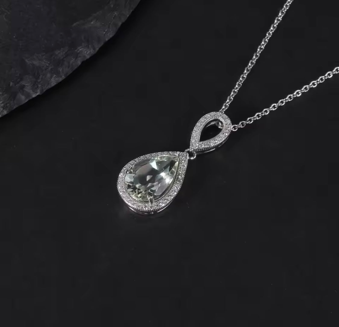 Silver 0.75 ct Green Amethyst Pendant