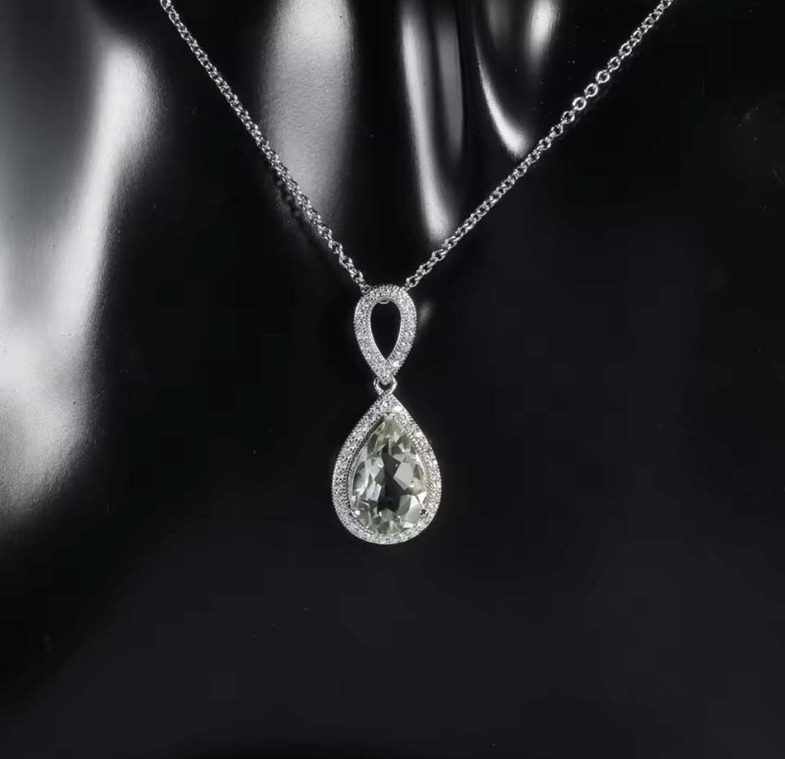 Silver 0.75 ct Green Amethyst Pendant