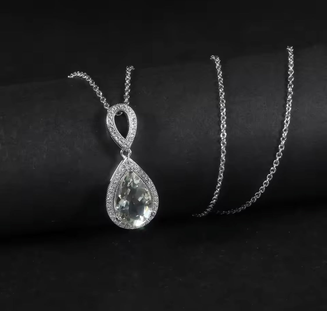 Silver 0.75 ct Green Amethyst Pendant
