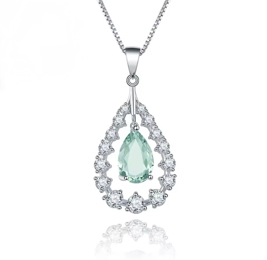 Silver 1.31 ct Green Amethyst Pendant