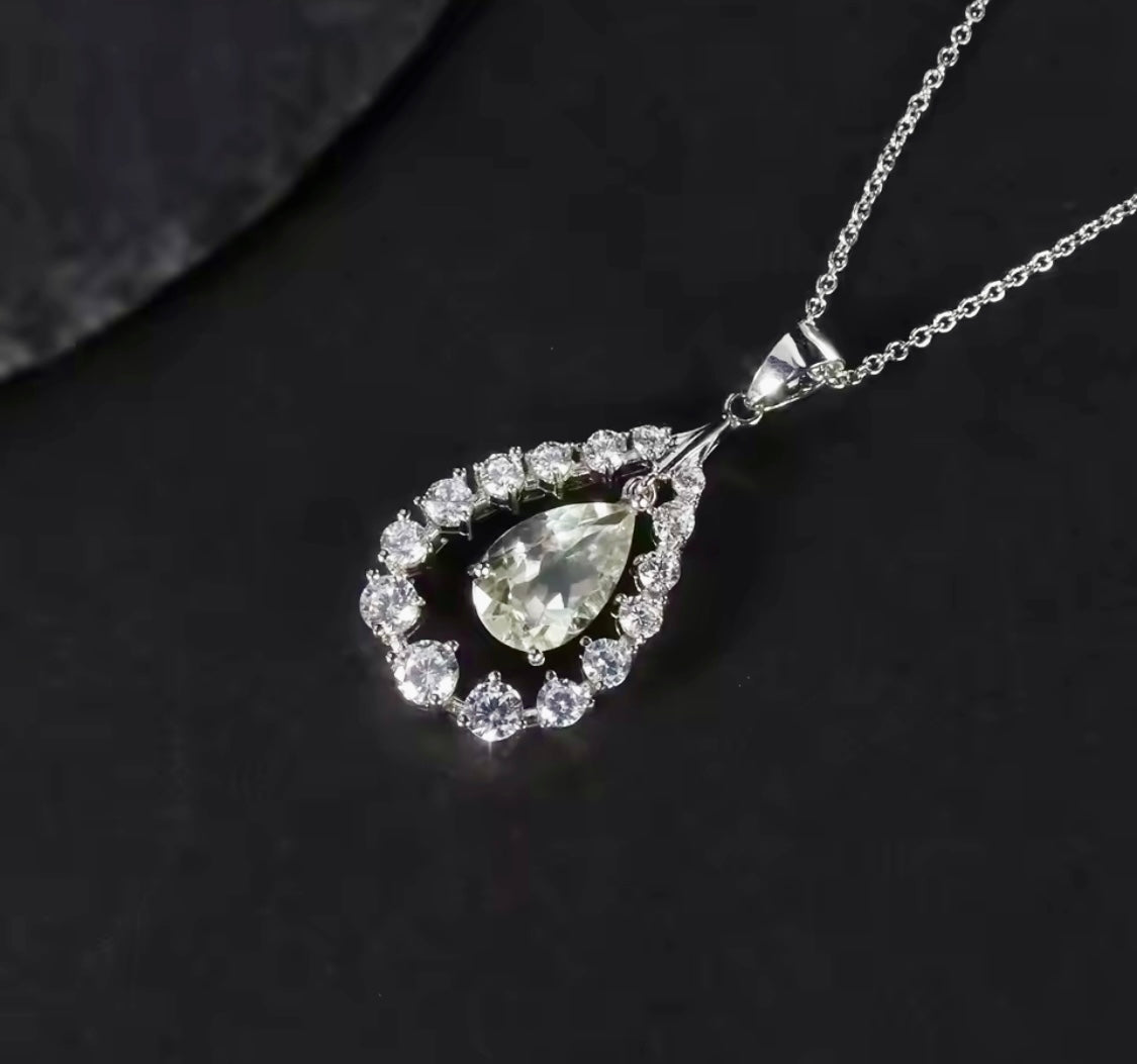 Silver 1.31 ct Green Amethyst Pendant