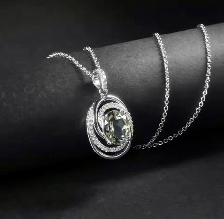 Silver 0.66 ct Green Amethyst Pendant