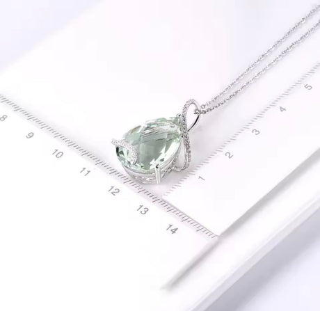 Silver 15.10 ct Green Amethyst Pendant