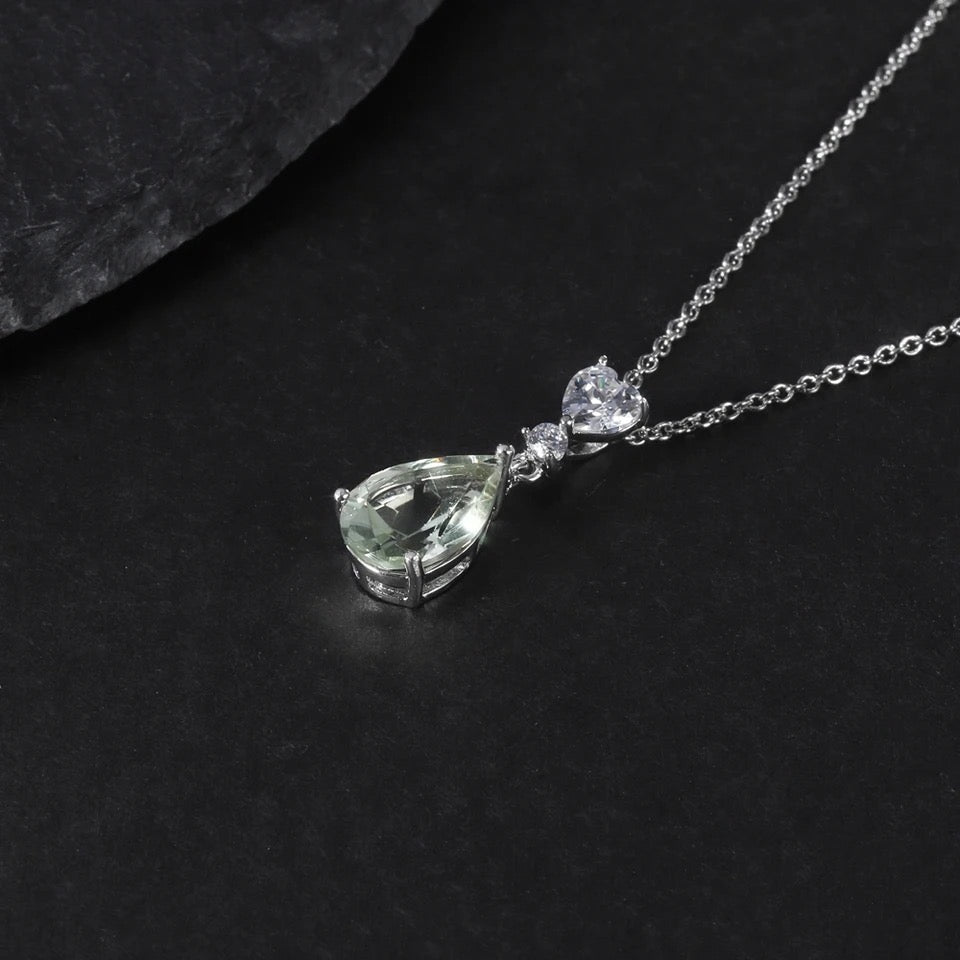 Silver Green Amethyst Necklace