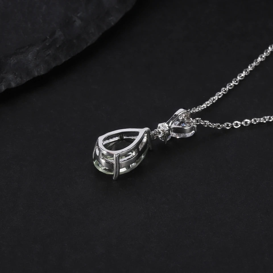Silver Green Amethyst Necklace