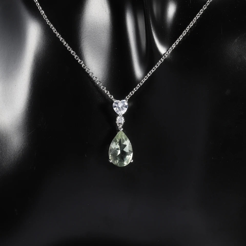 Silver Green Amethyst Necklace