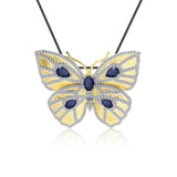 Silver / Golden plated 2.06 ct Sapphire Pendant - Brooche