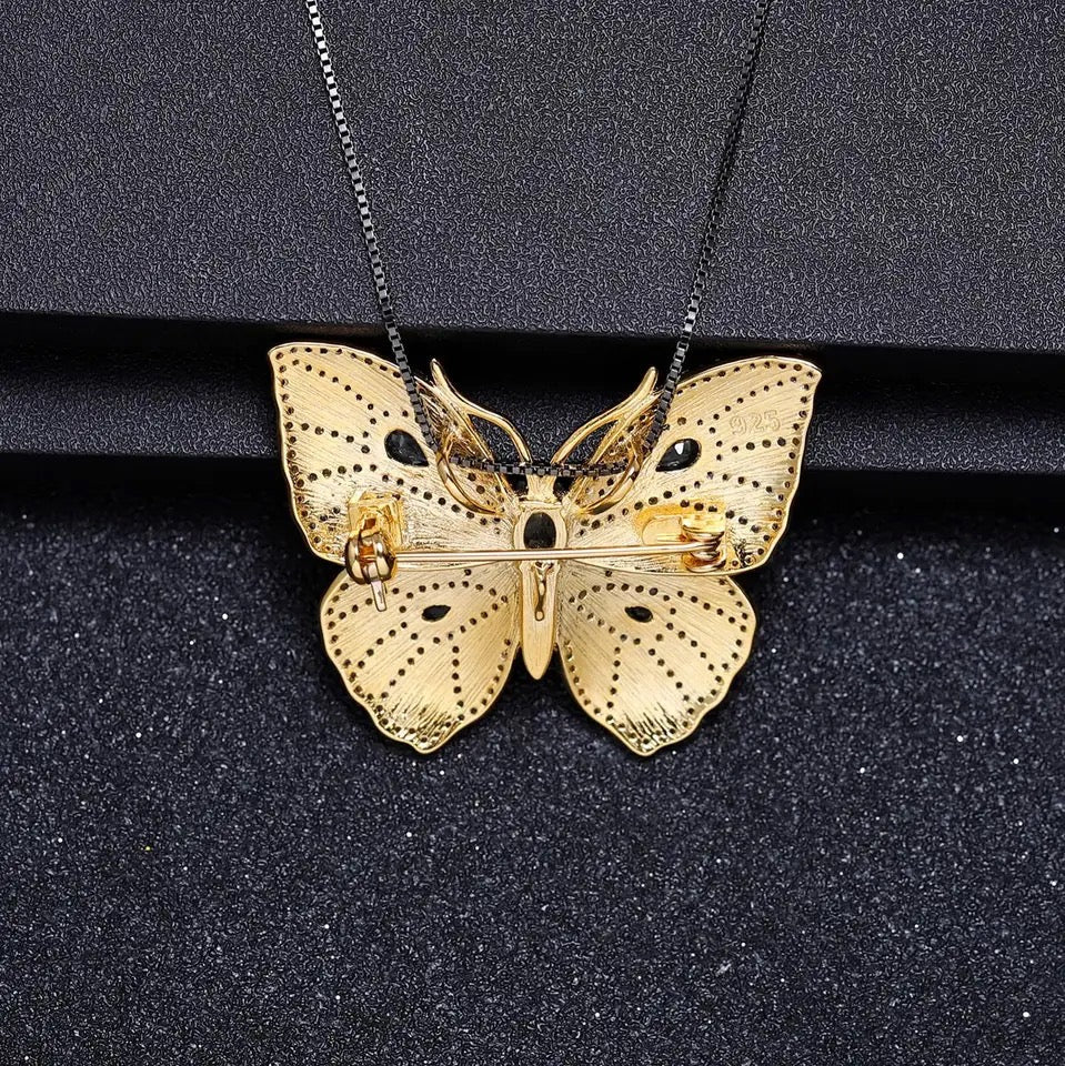 Silver / Golden plated 2.06 ct Sapphire Pendant - Brooche