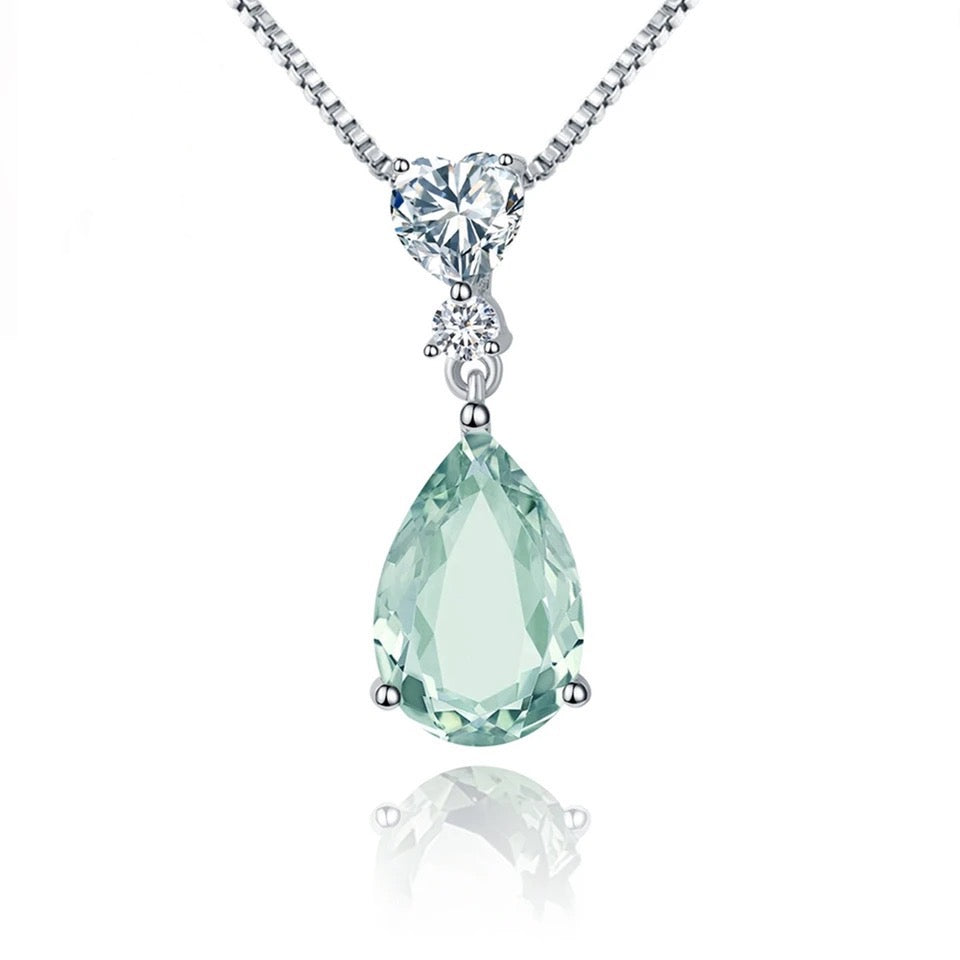 Silver Green Amethyst Necklace