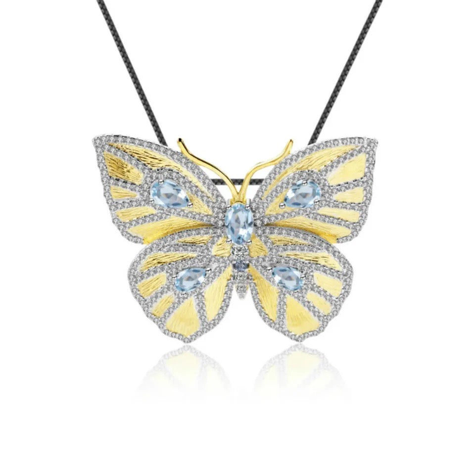 Silver / Golden plated 2.27 ct Topaz Pendant - Brooch