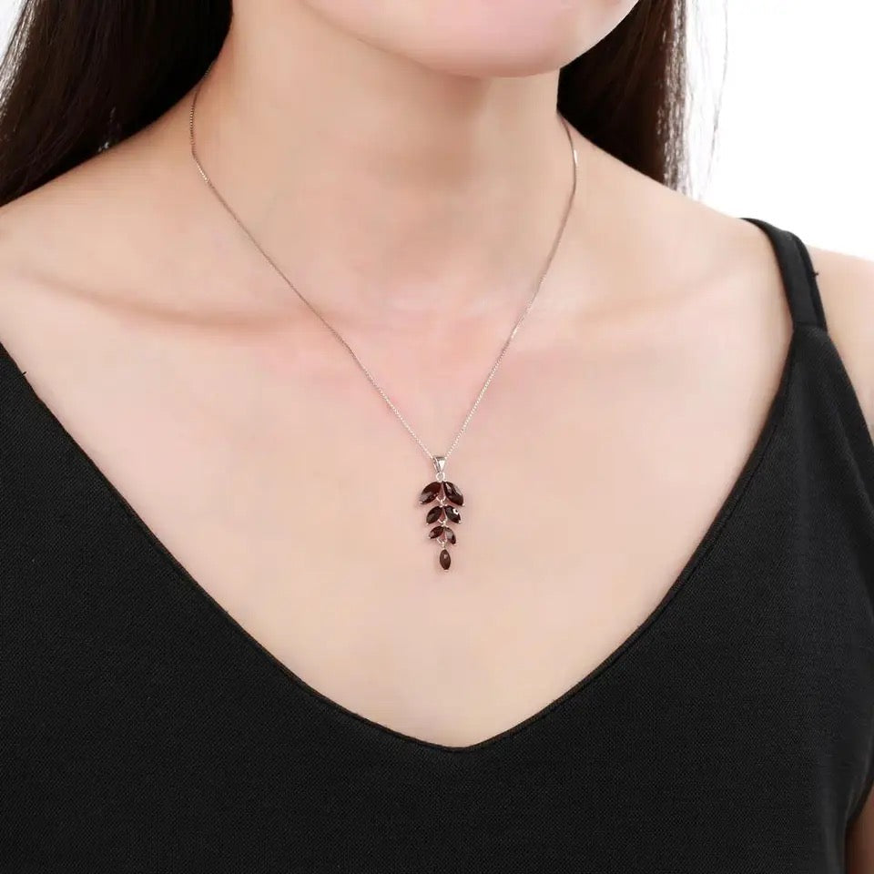 Silver Garnet Pendant with chain