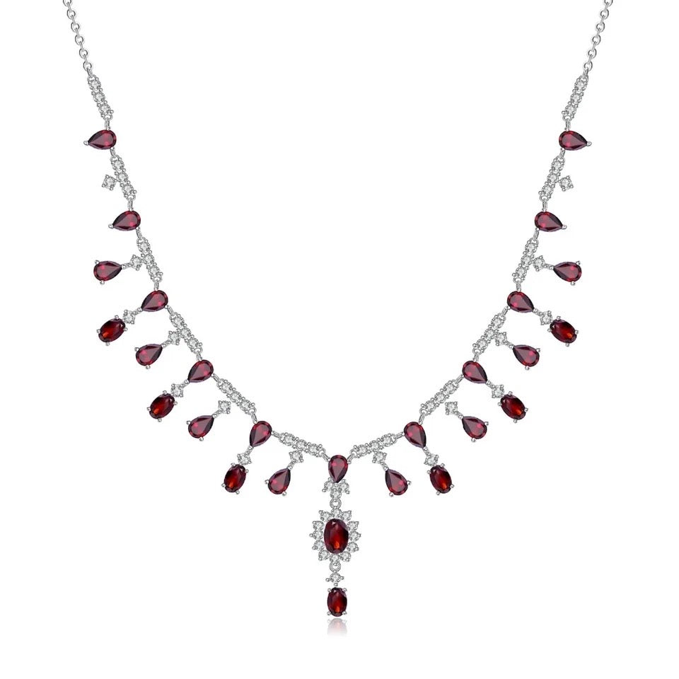 Silver 15.20 Garnet Necklace