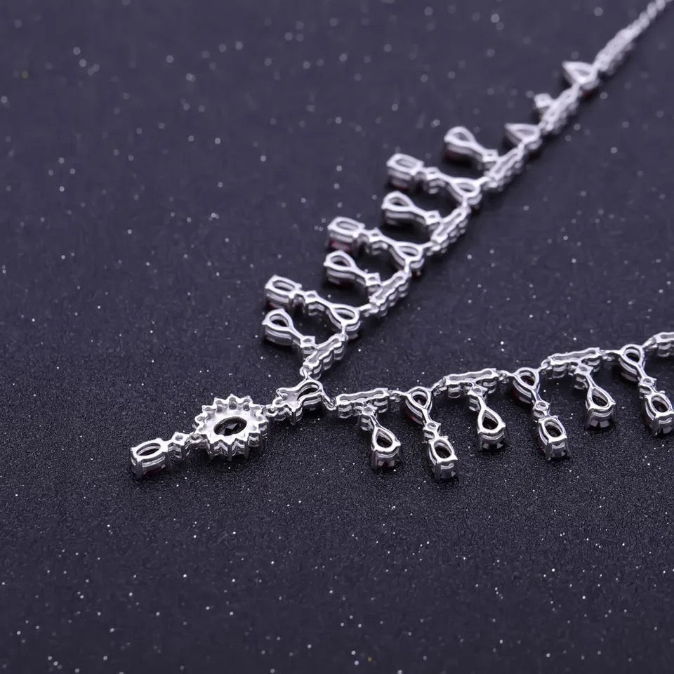 Silver 15.20 Garnet Necklace