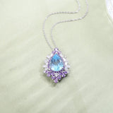 Silver Sky Blue Topaz Pendant with chain