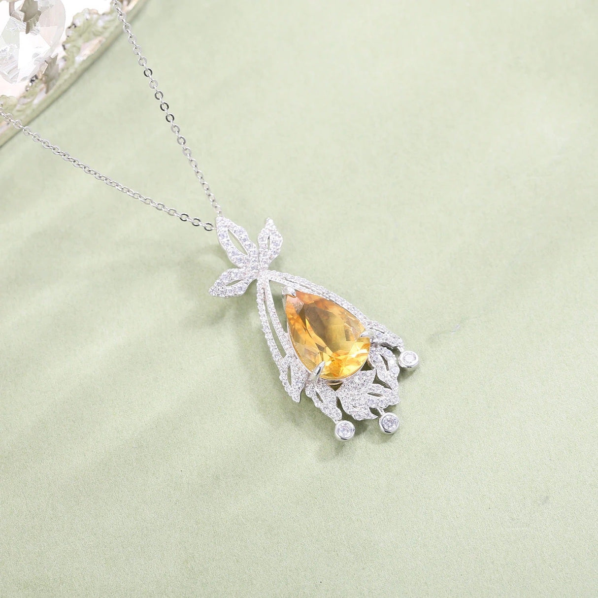 Silver Citrine Pendant with chain