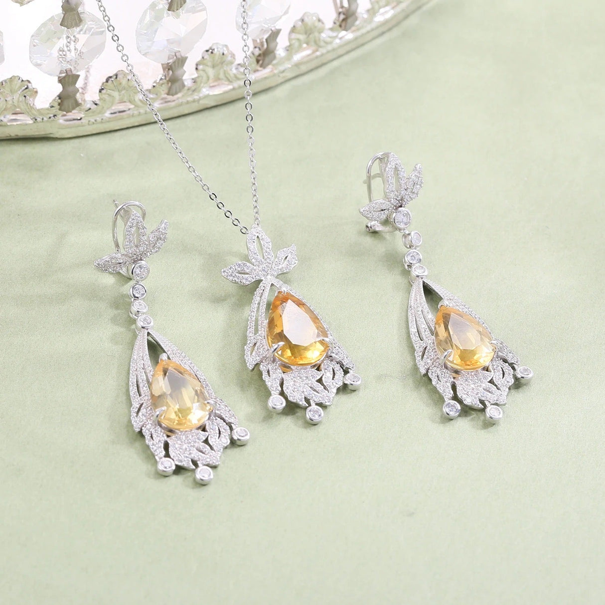 Silver Citrine Pendant with chain