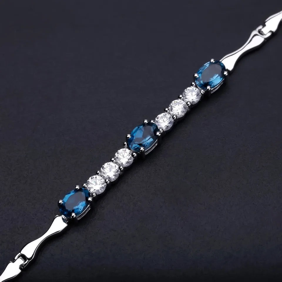 Silver London Blue Topaz Bracelet