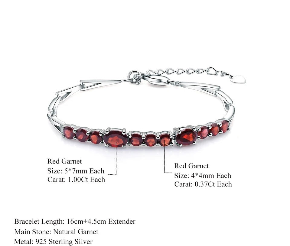 Silver 5.33 ct Garnet Bracelet