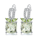 Silver 4.16 ct Green Amethyst / 0.18 Peridot Earrings