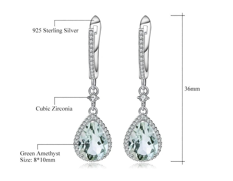 Silver Green Amethyst Earrings