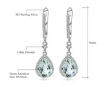 Silver Green Amethyst Earrings