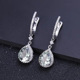 Silver Green Amethyst Earrings