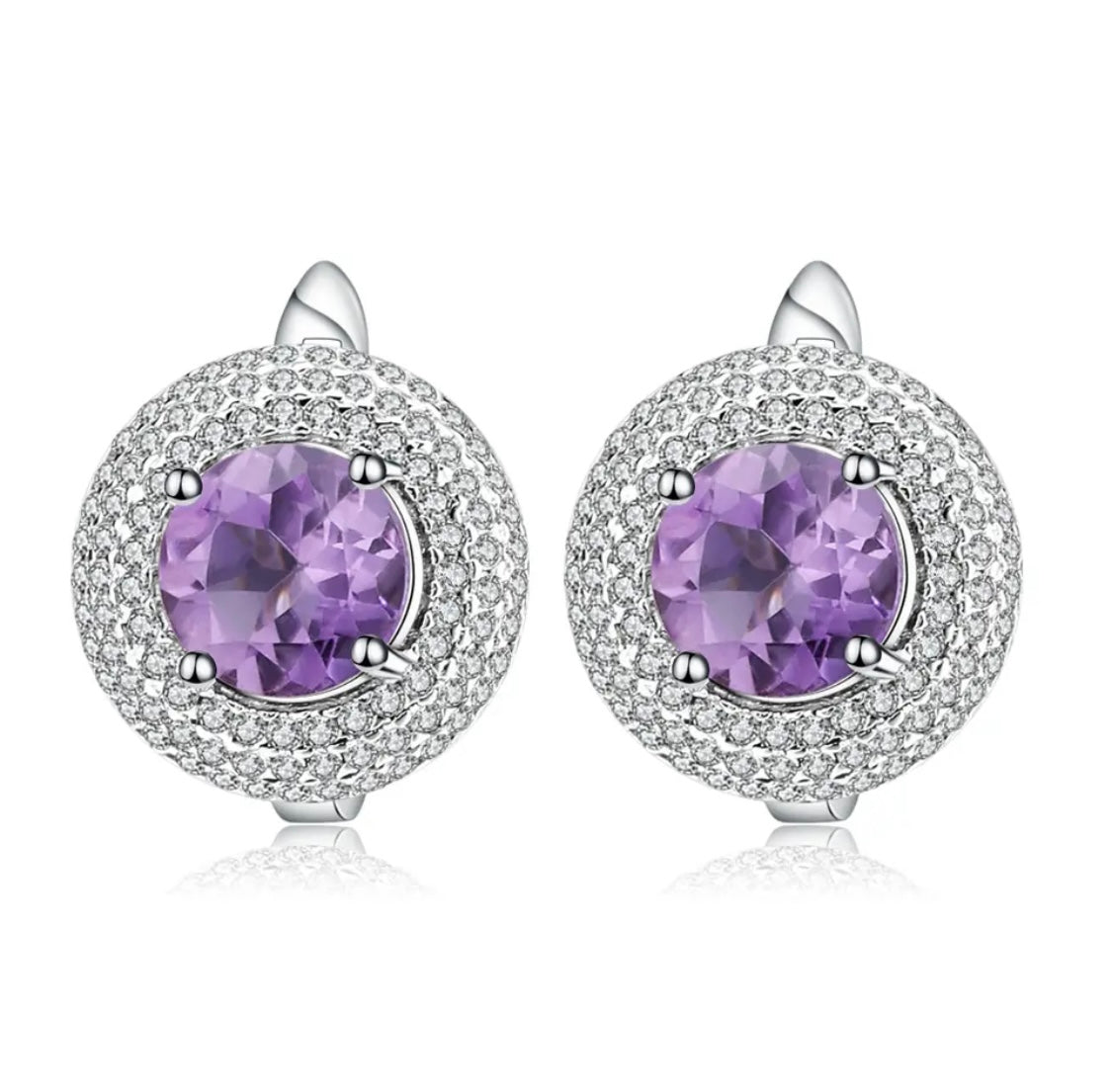Silver 4.73 ct Amethyst Earrings