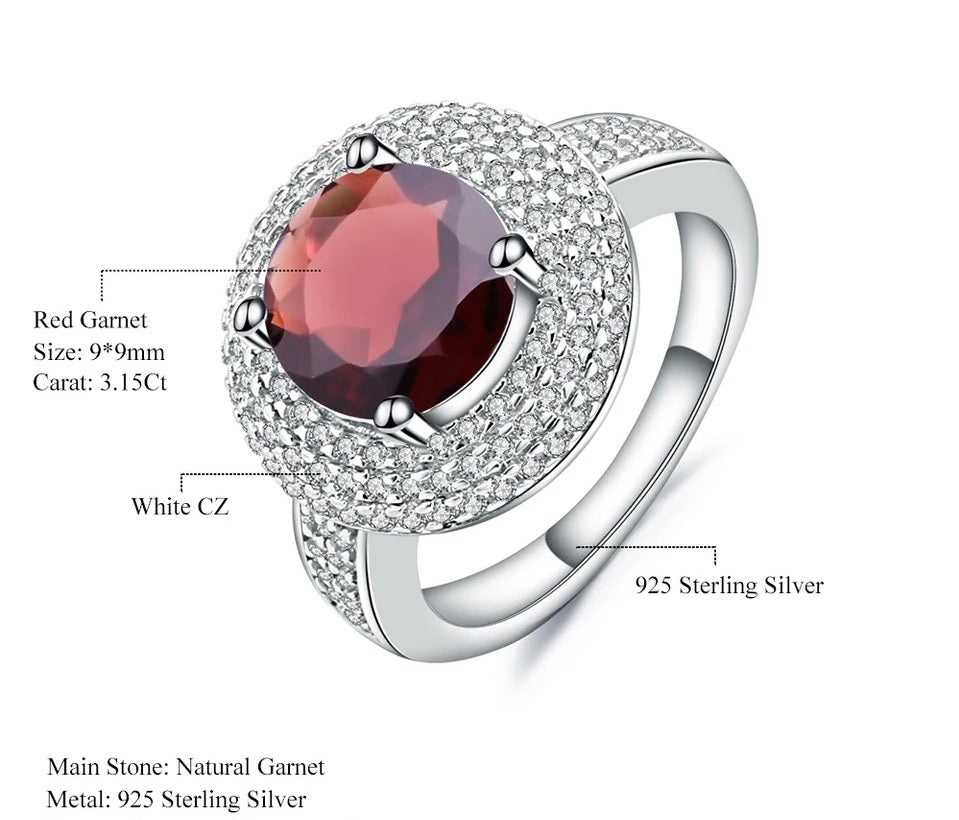 Silver Ring 3.15 ct Garnet