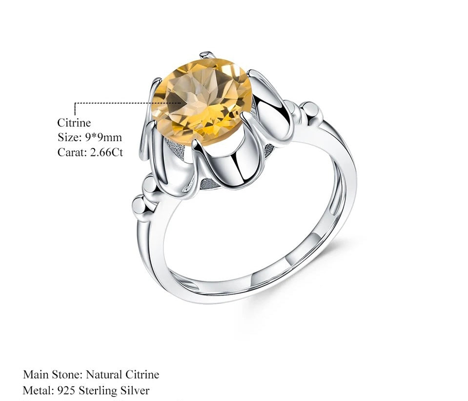 Silver Ring 2.66 ct Citrine