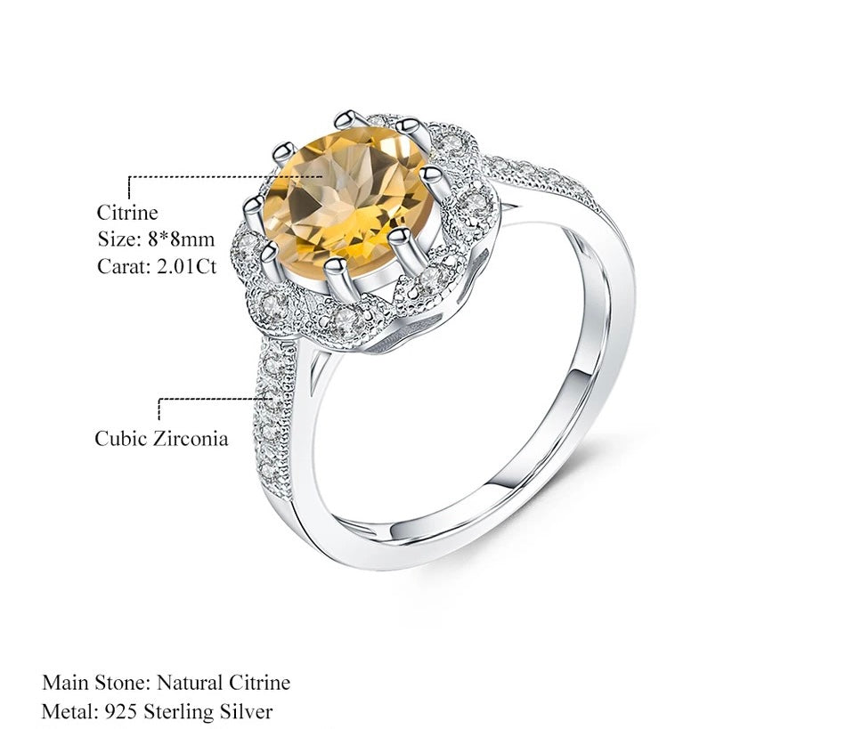 Silver Ring 2.01 ct Citrine