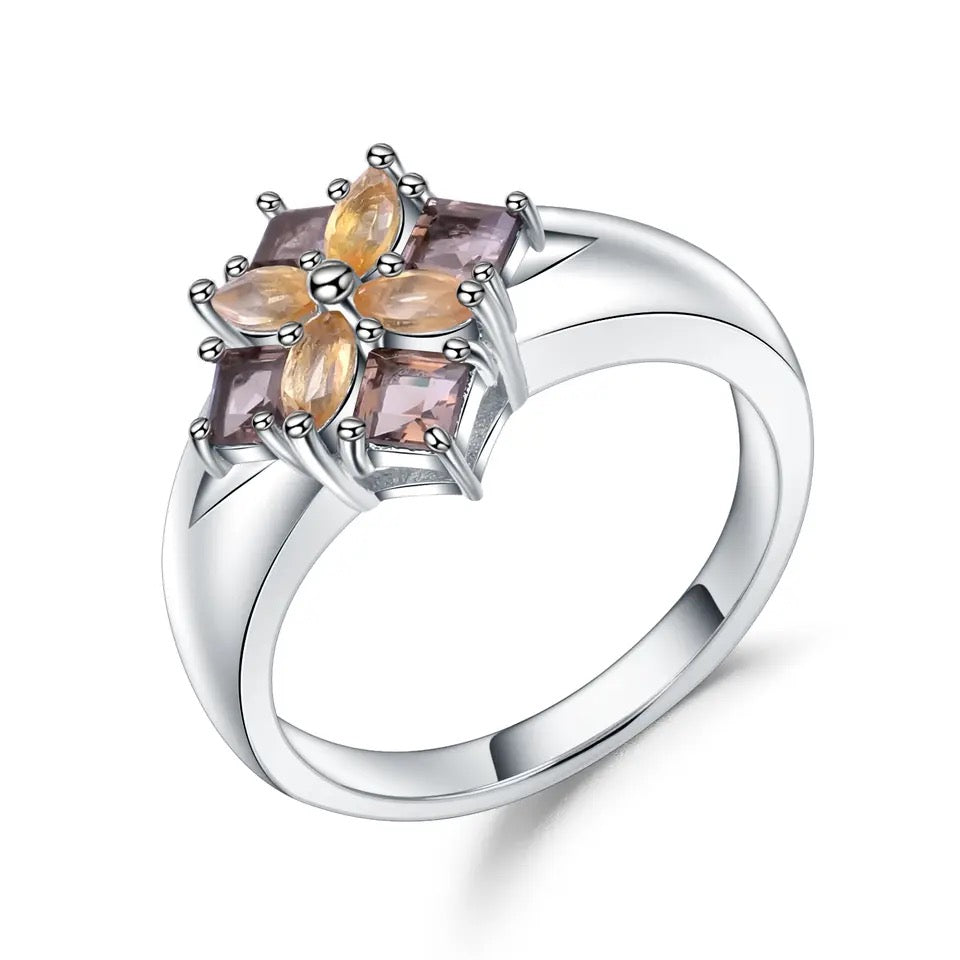 Silver Ring 0.92 ct Citrine / Smoky Quartz