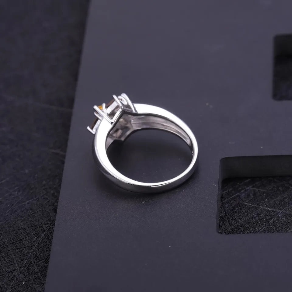 Silver Ring 0.92 ct Citrine / Smoky Quartz