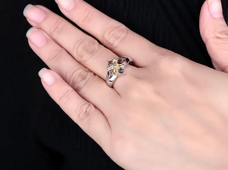 Silver Ring 0.92 ct Citrine / Smoky Quartz