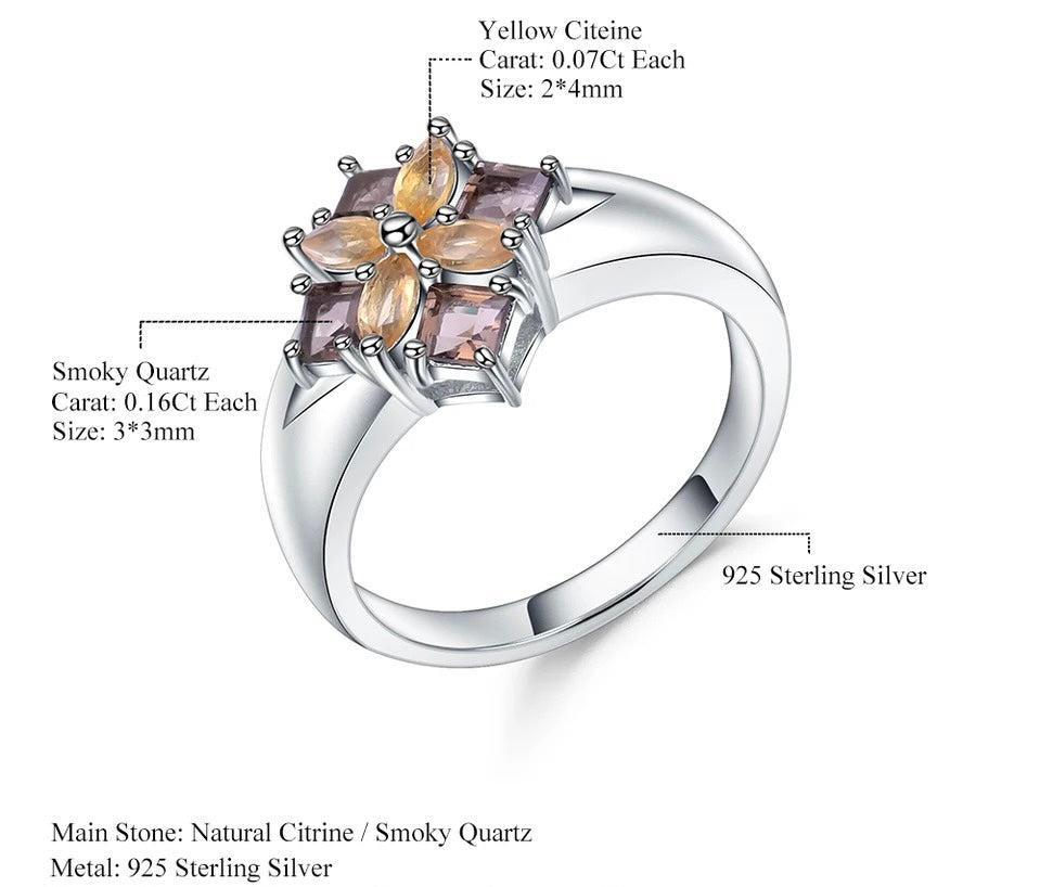 Silver Ring 0.92 ct Citrine / Smoky Quartz