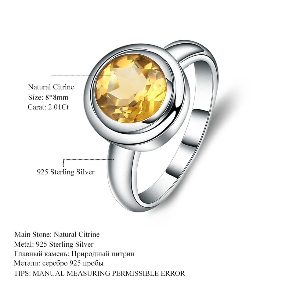 Silver Ring 2.01 ct Citrine